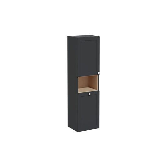 VitrA Root Classic 40cm 2 Door Semi-Tall Unit w/Laundry Basket (LH Hinge) - Matt Graphite