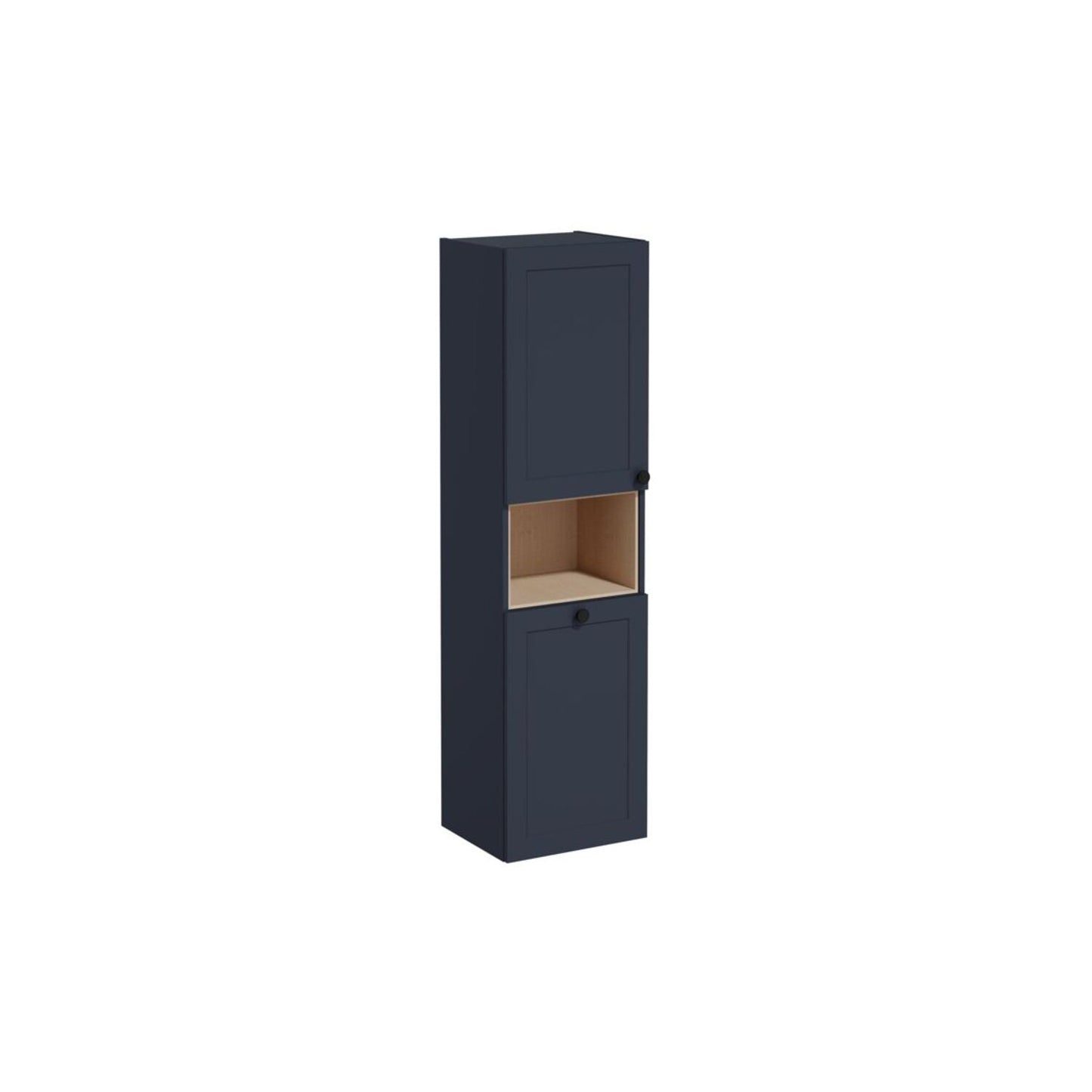 VitrA Root Classic 40cm 2 Door Semi-Tall Unit w/Laundry Basket (LH Hinge) - Matt Dark Blue