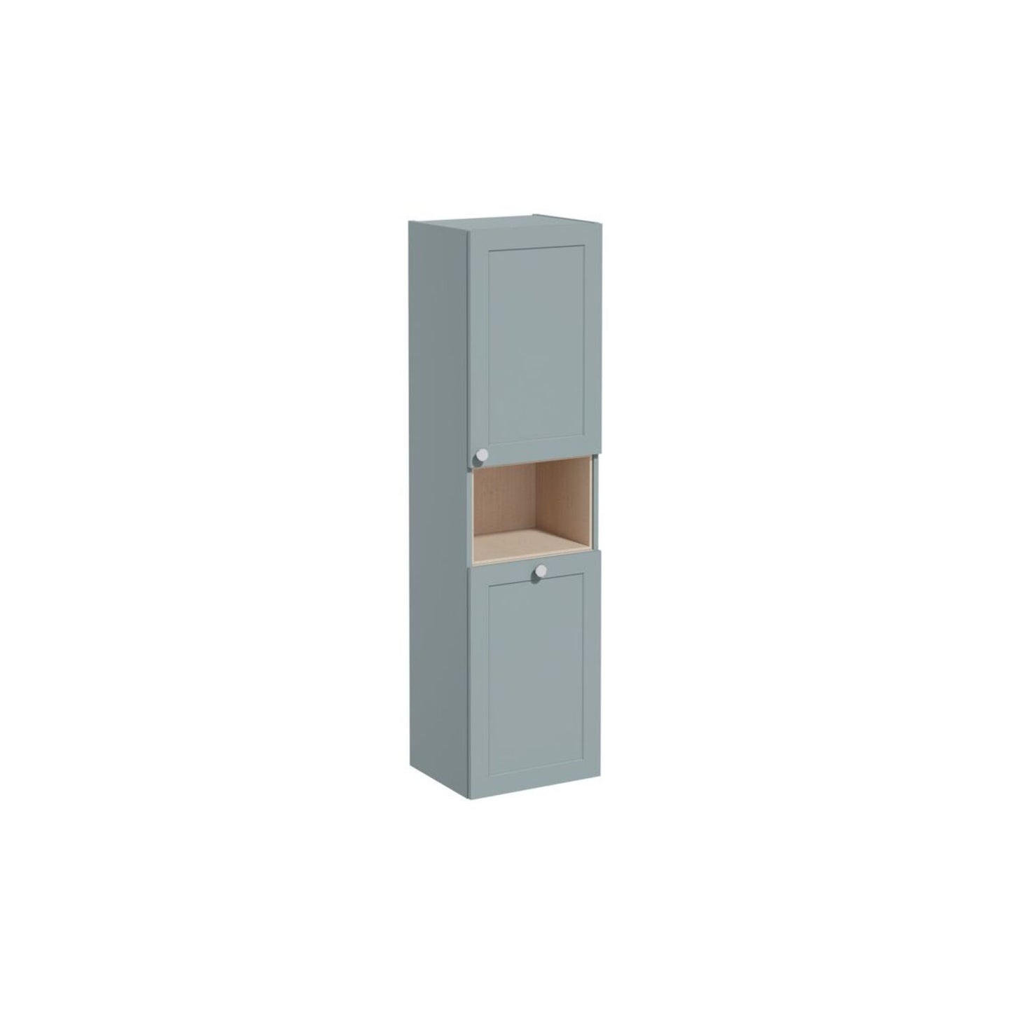 VitrA Root Classic 40cm 2 Door Semi-Tall Unit w/Laundry Basket (RH Hinge) - Matt Fjord Green