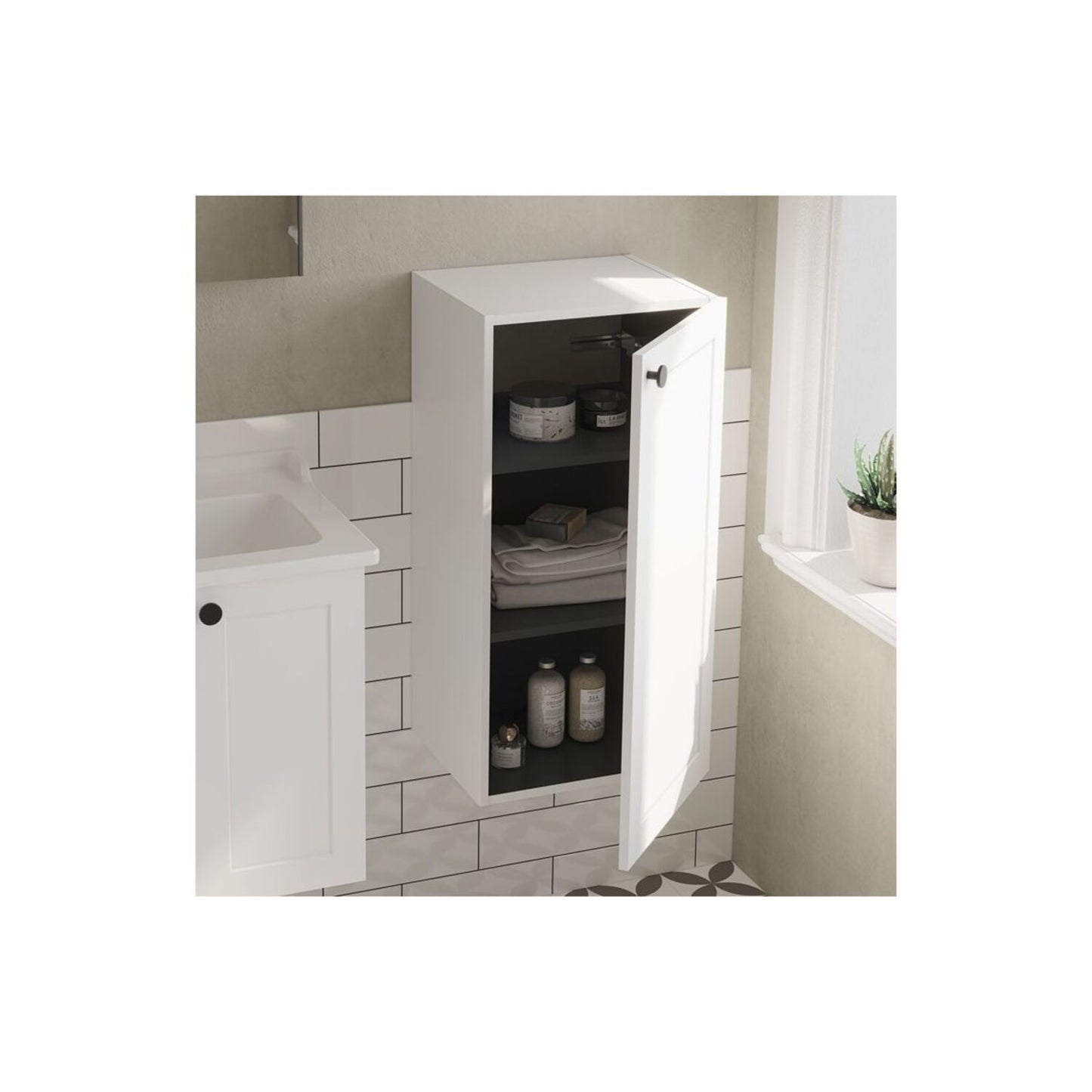 VitrA Root Classic 40cm 1 Door Lower/Base Unit (RH Hinge) - Matt White