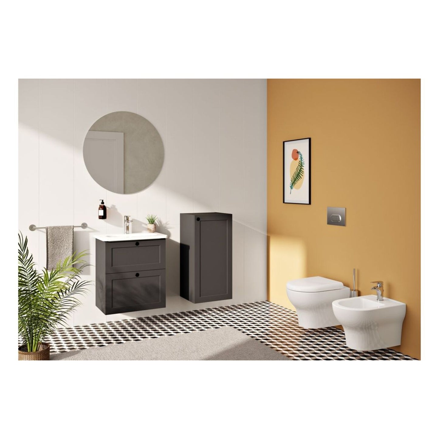 VitrA Root Classic 40cm 1 Door Lower/Base Unit (RH Hinge) - Matt Graphite