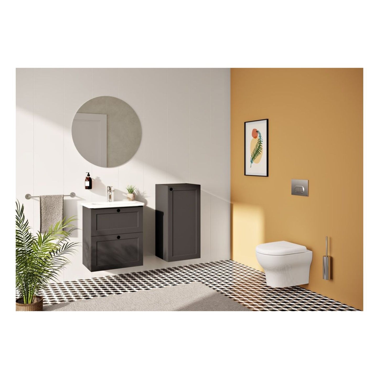VitrA Root Classic 40cm 1 Door Lower/Base Unit (RH Hinge) - Matt Graphite