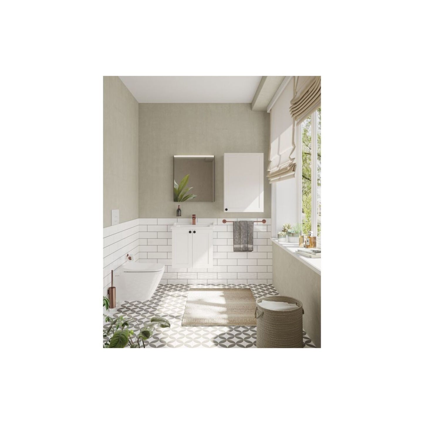 VitrA Root Classic 60cm 1 Door Upper/Wall Unit (RH Hinge) - Matt White