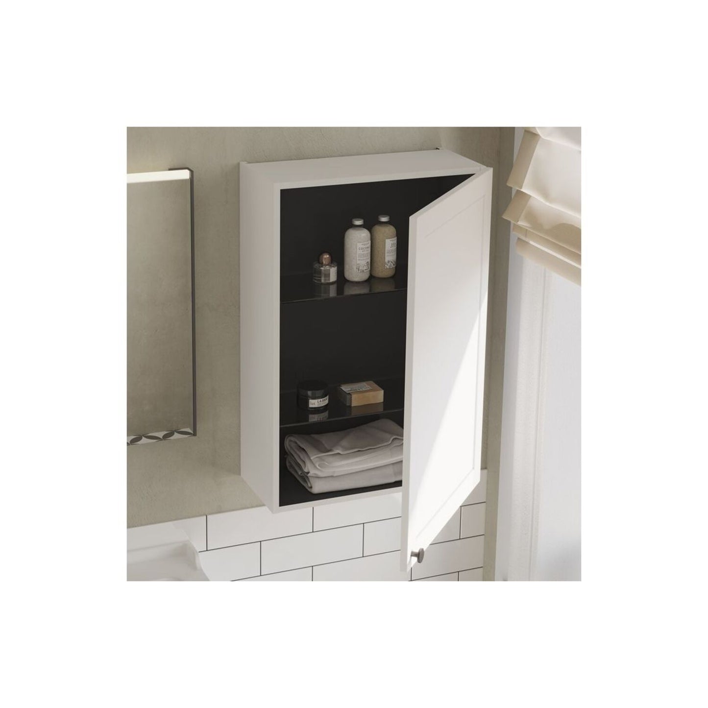 VitrA Root Classic 60cm 1 Door Upper/Wall Unit (RH Hinge) - Matt White