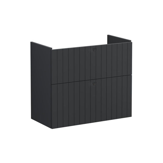 VitrA Root Groove 80cm 2 Drawer Slim Washbasin Unit - Matt Graphite
