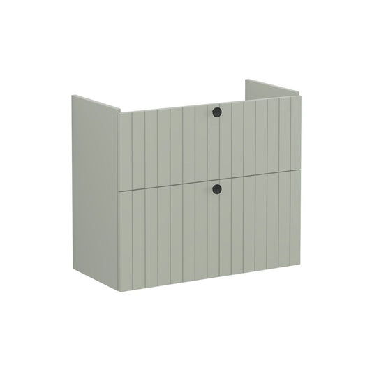 VitrA Root Groove 80cm 2 Drawer Slim Washbasin Unit - Matt Retro Green