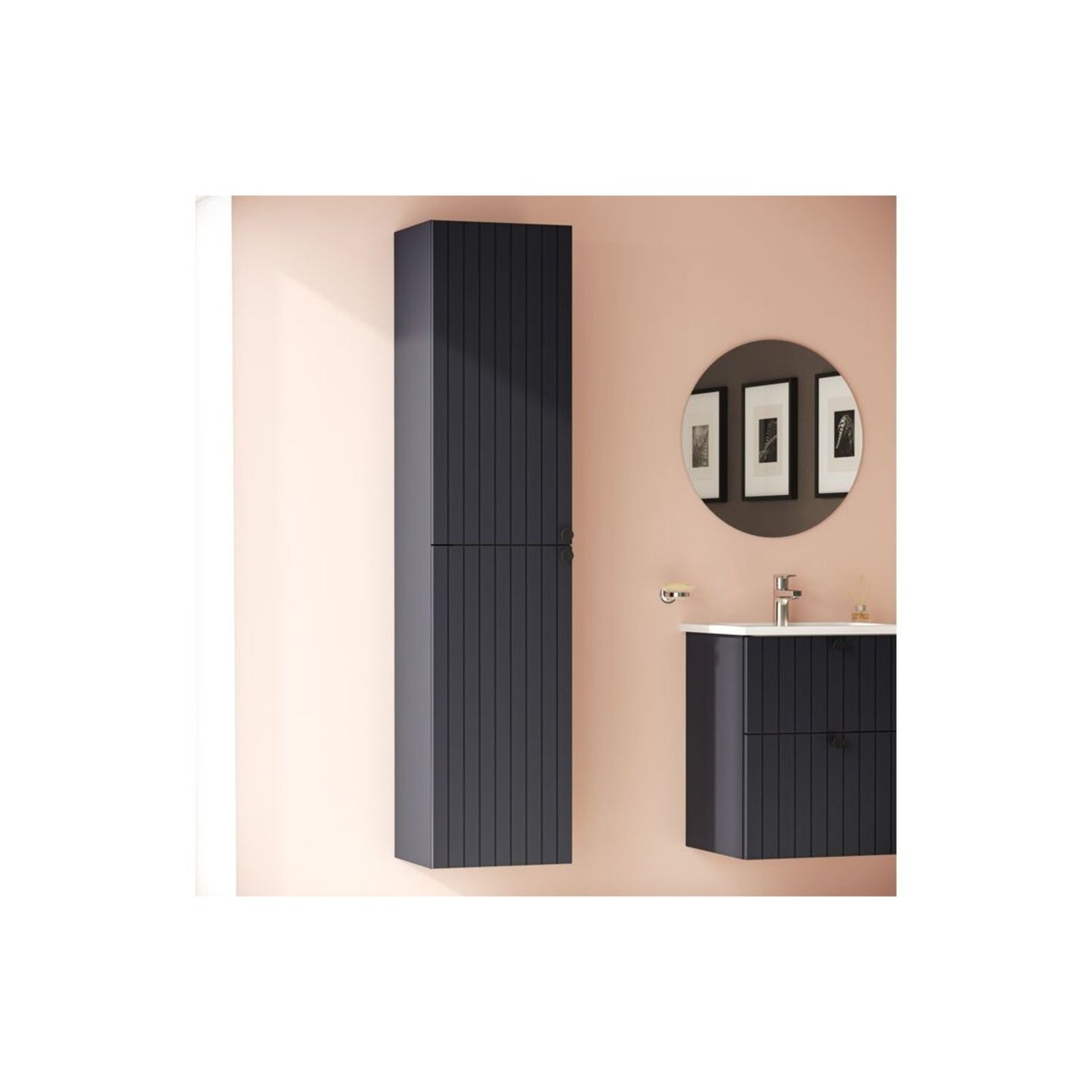 VitrA Root Groove 40cm 2 Door Tall Unit (LH Hinge) - Matt Graphite