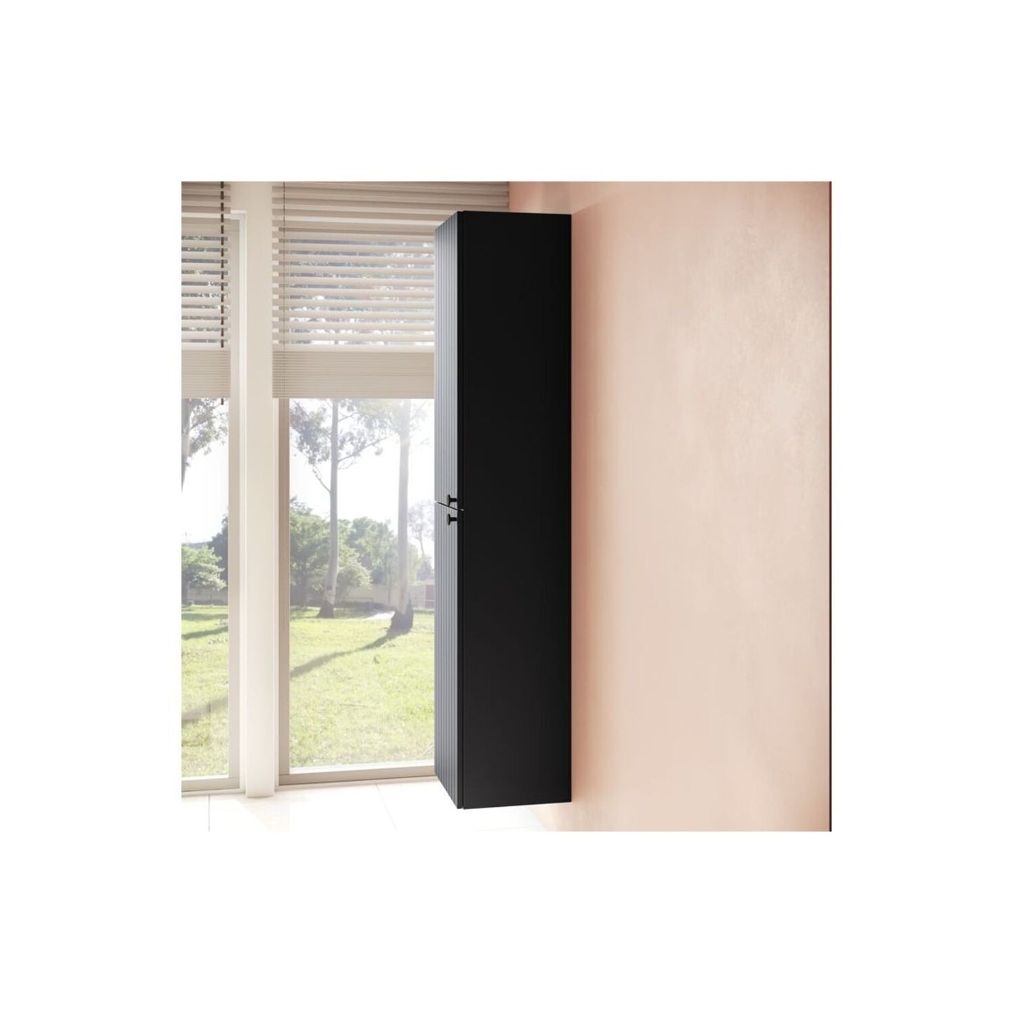 VitrA Root Groove 40cm 2 Door Tall Unit (LH Hinge) - Matt Graphite