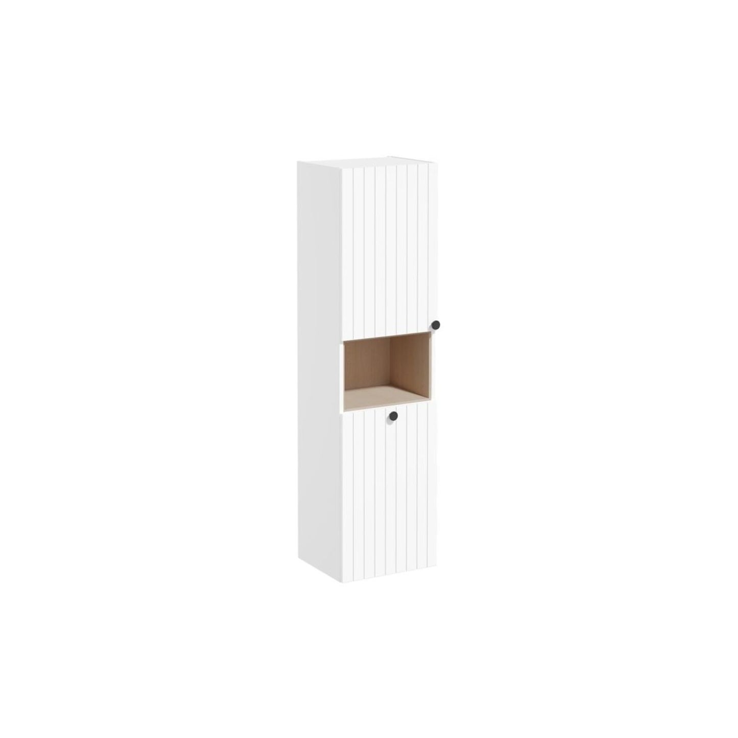 VitrA Root Groove 40cm 2 Door Semi-Tall Unit w/Laundry Basket (LH Hinge) - Matt White