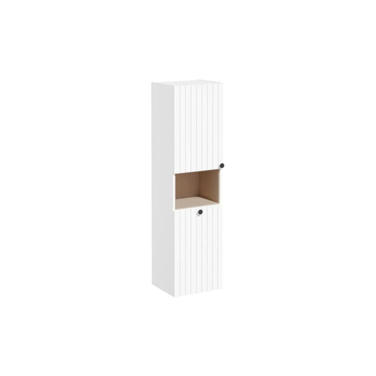 VitrA Root Groove 40cm 2 Door Semi-Tall Unit w/Laundry Basket (LH Hinge) - Matt White