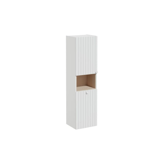 VitrA Root Groove 40cm 2 Door Semi-Tall Unit w/Laundry Basket (LH Hinge) - Matt Light Grey