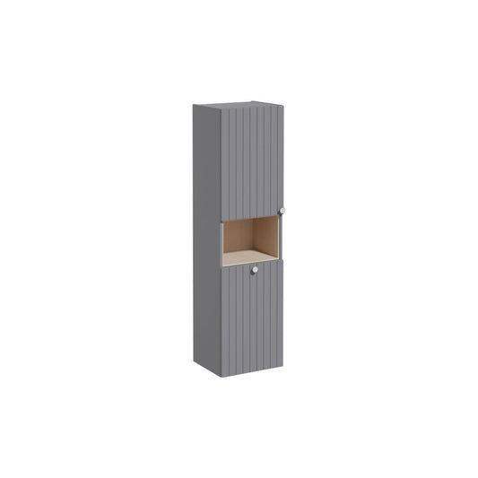 VitrA Root Groove 40cm 2 Door Semi-Tall Unit w/Laundry Basket (LH Hinge) - Matt Grey