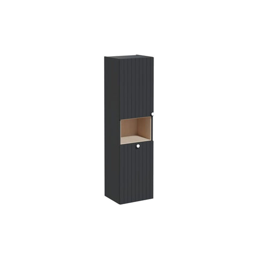 VitrA Root Groove 40cm 2 Door Semi-Tall Unit w/Laundry Basket (LH Hinge) - Matt Graphite