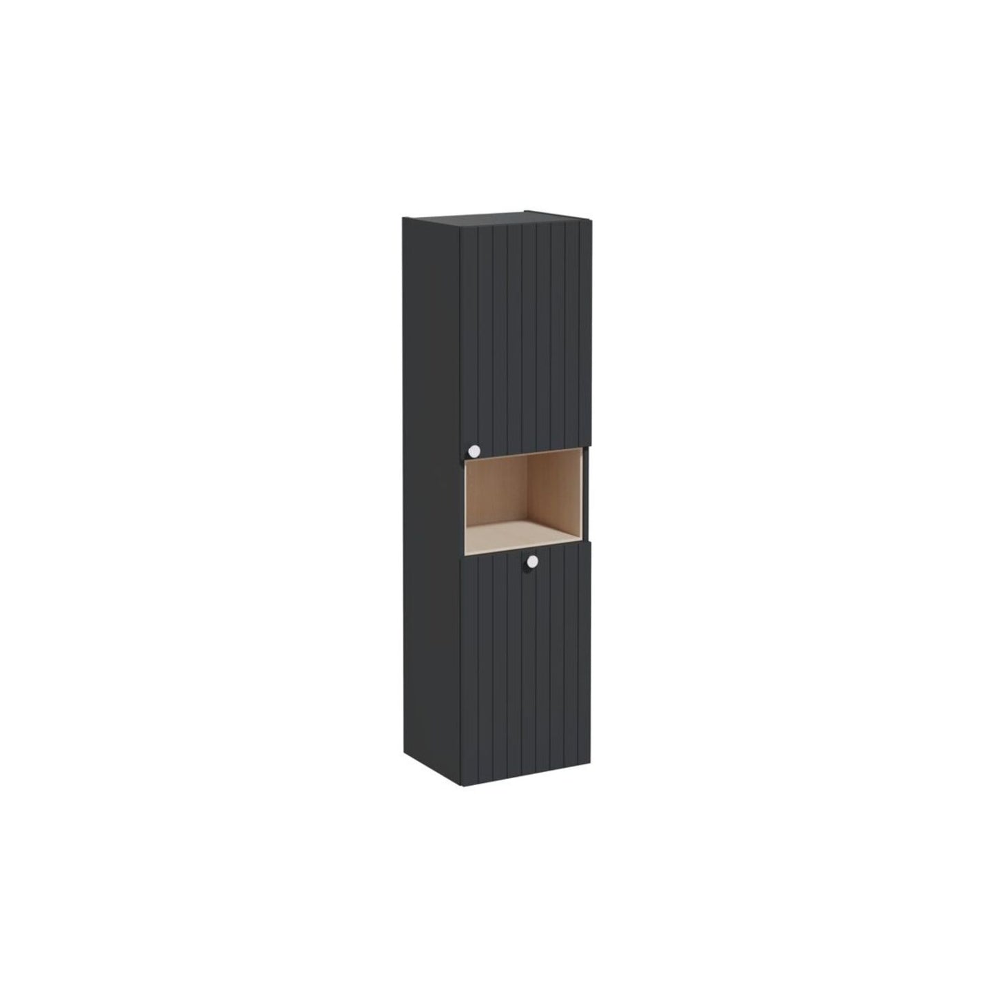 VitrA Root Groove 40cm 2 Door Semi-Tall Unit w/Laundry Basket (RH Hinge) - Matt Graphite