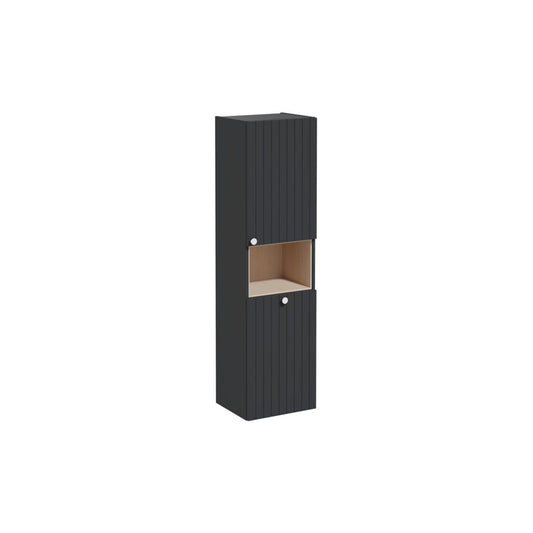 VitrA Root Groove 40cm 2 Door Semi-Tall Unit w/Laundry Basket (RH Hinge) - Matt Graphite