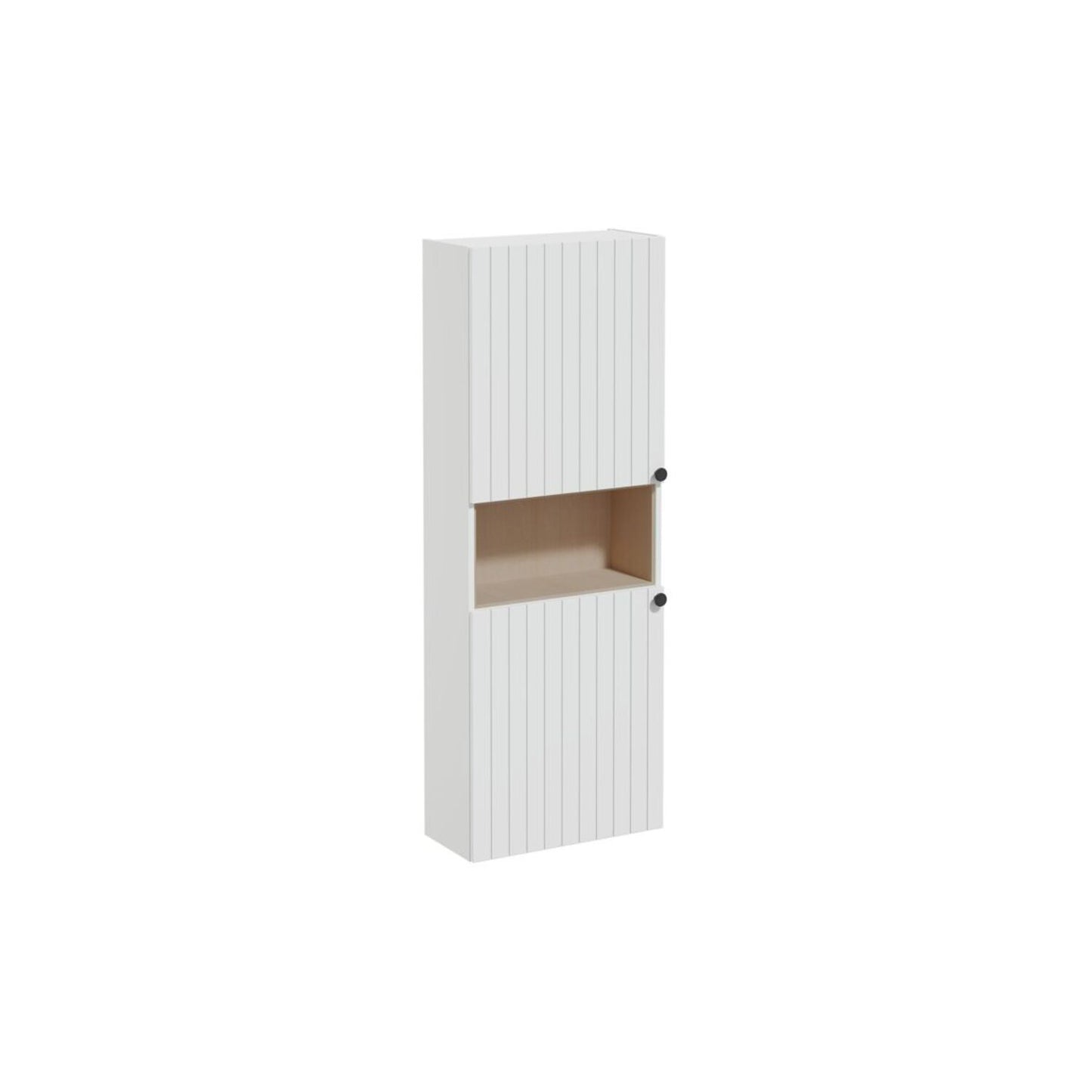 VitrA Root Groove 55cm 2 Door Semi-Tall Unit (LH Hinge) - Matt Light Grey