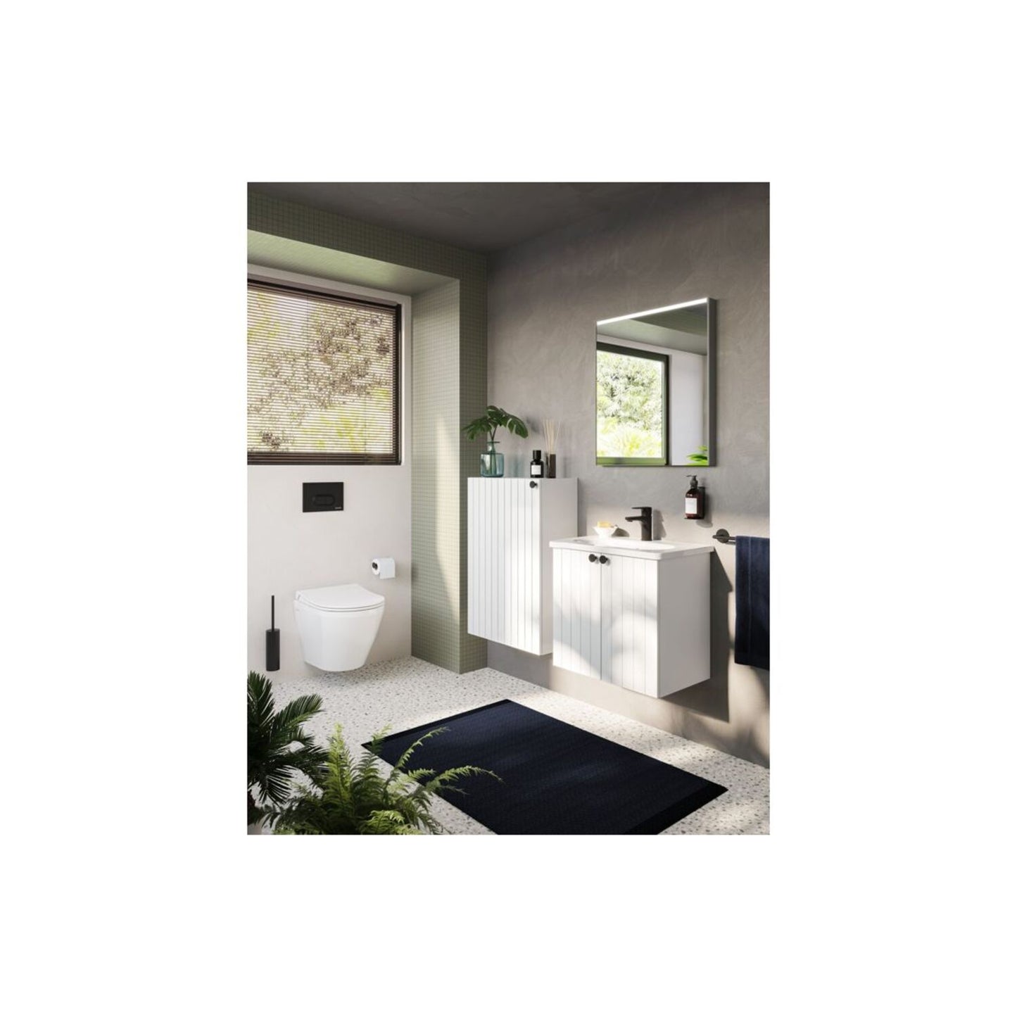VitrA Root Groove 55cm 1 Door Slim Lower/Base Unit (RH Hinge) - Matt White
