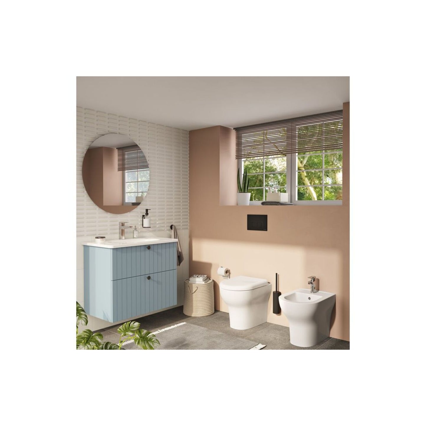 VitrA Root Groove 80cm 2 Drawer Washbasin Unit - Matt Fjord Green