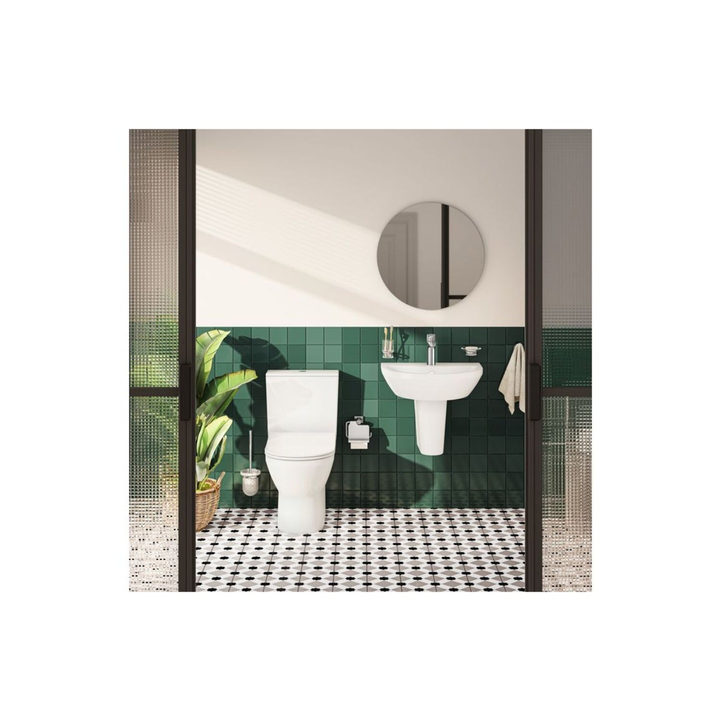 VitrA Round Mirror - Brushed Chrome