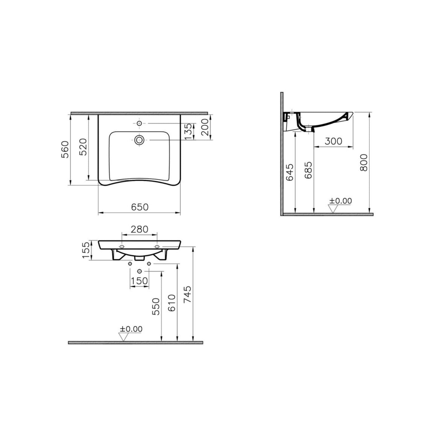 Vitra S20 Basin W/Overflow
