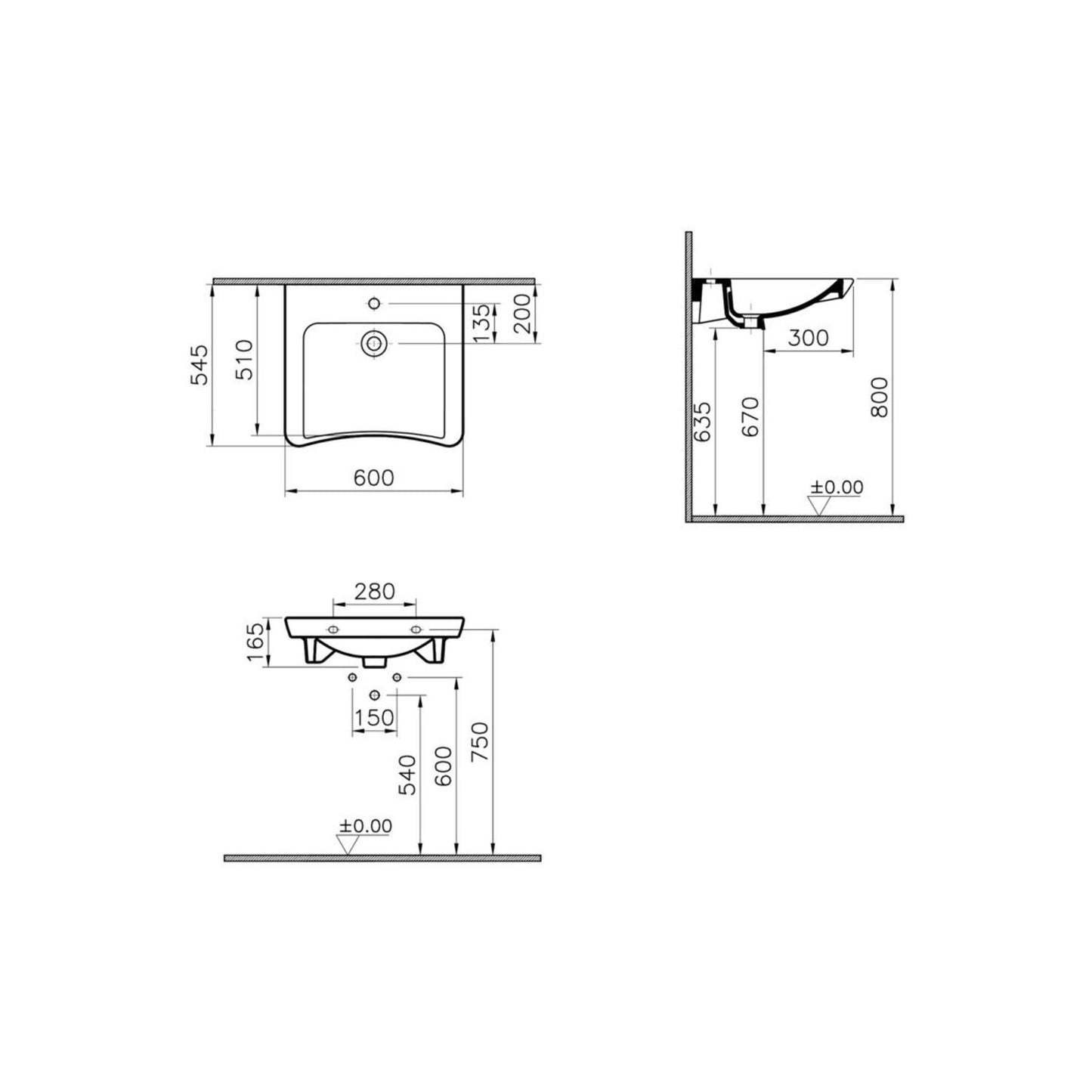 Vitra S20 Basin W/Overflow