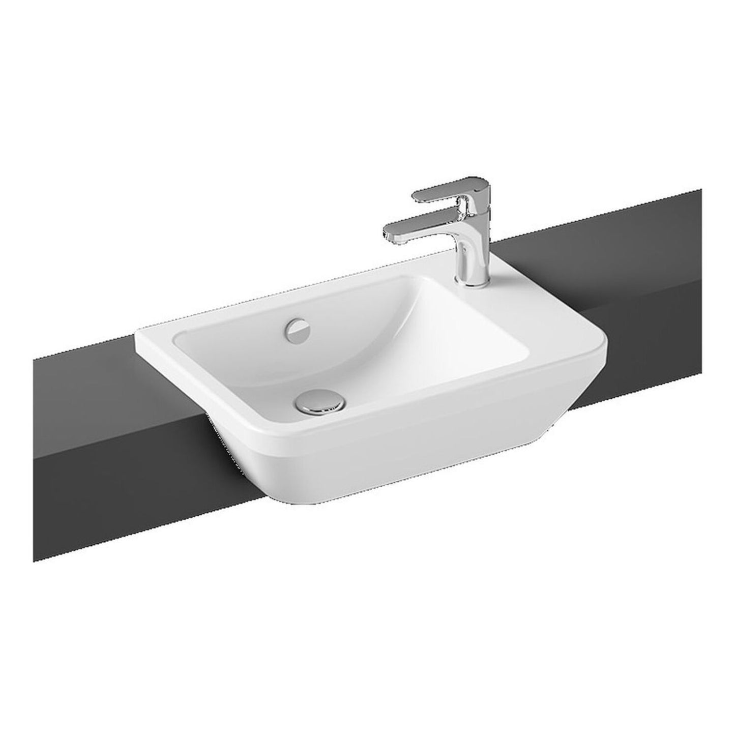 VitrA Integra 1 Tap Hole Semi Recessed Basin (RH) 550X370mm - White