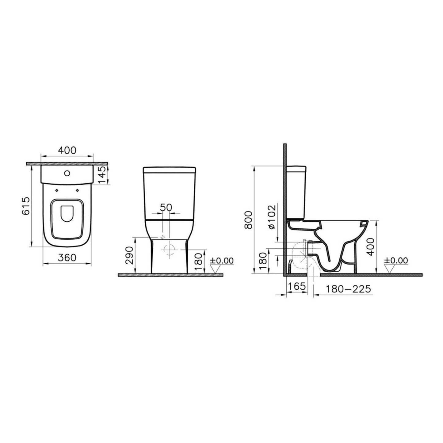 VitrA S20 Fully Shrouded Close Coupled Pan Only - White