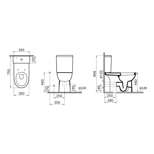 VitrA S20 Comfort Height Close Coupled Pan Only - White